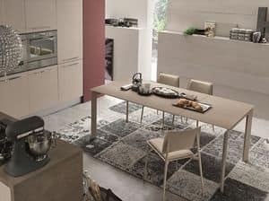 CENTAURO 140 TA174, Dining table made of glass and metal, extendable