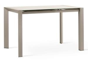 CLINT, Extendable table in metal with glass top