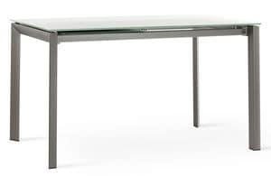 DERBY, Extendable table in lacquered metal with glass top