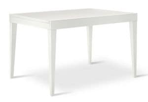 JAKE 110, Extendable table in beech and glass, for dining room