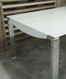 Ken, Extending table with glass top and laminate extension