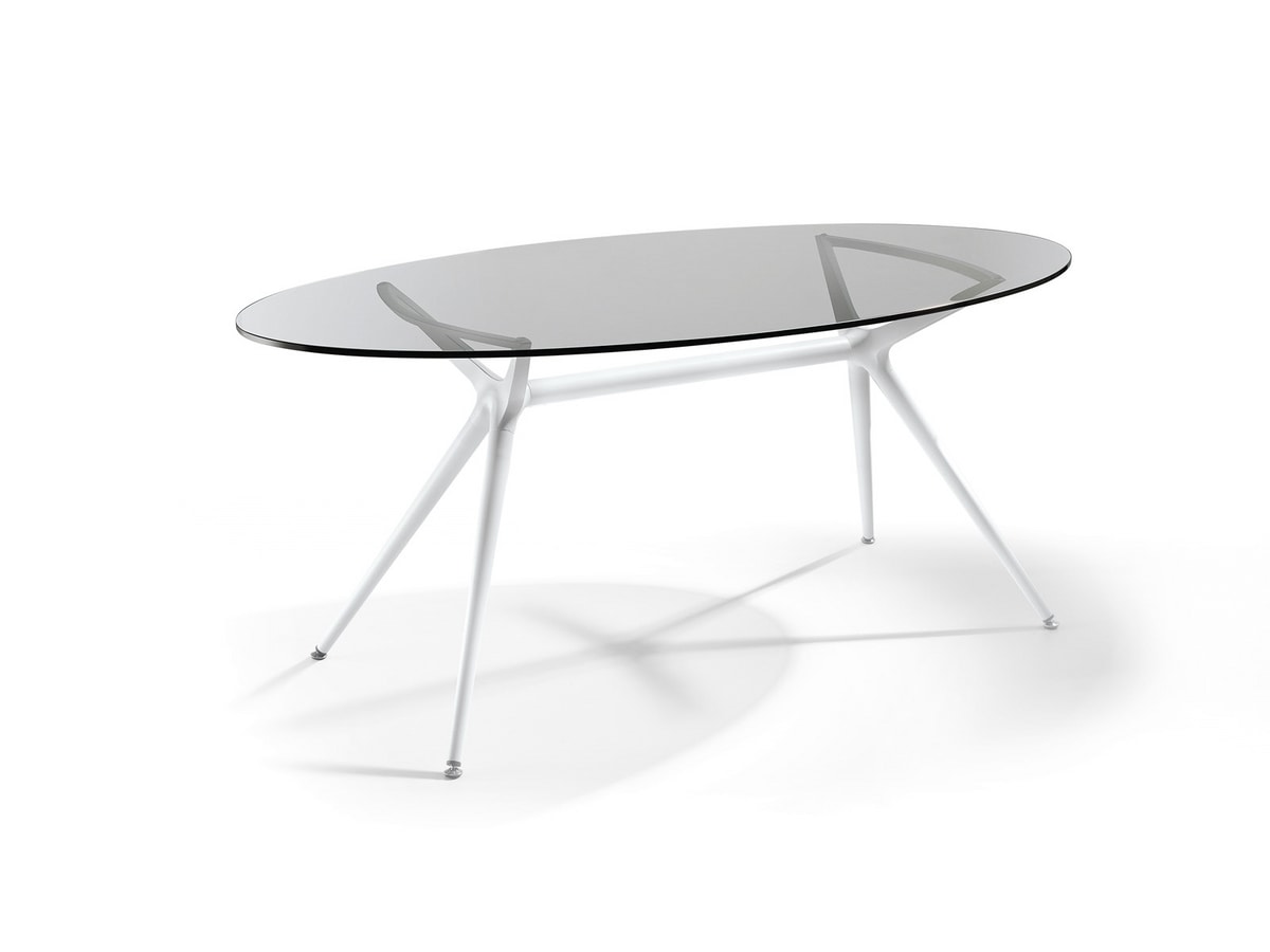Metro, Table with elliptical glass top