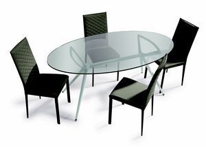 Metro, Table with elliptical glass top