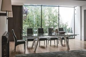 OMNIA TA508, Extendable table in laminate with glass top