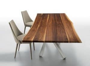 Pechino, Fixed table made of metal and solid walnut, different sizes