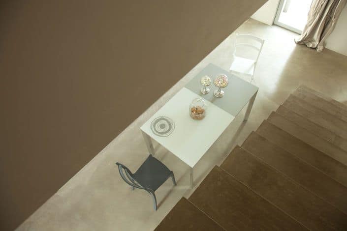 s70 ascanio, Square extensible table with glass top