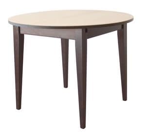TA03, Round extendable table, in wood, glass top