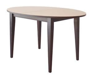 TA04, Extendable oval wooden table, top with glass
