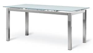 VENEZIA, Metal extensible table with top in decorated glass