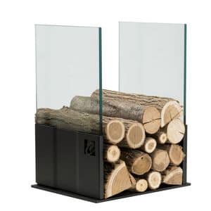 Cervino PVP 003, Log holder made of steel and glass