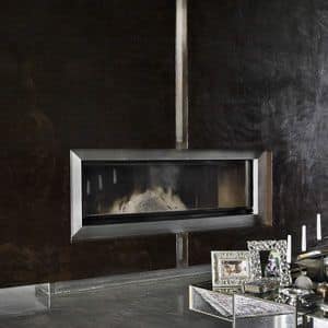 BAI.10, Fireplace in lacquered steel, with satin inserts