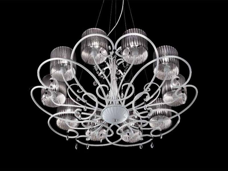 Aida chandelier, Classic suspended lamp with crystal Sw drops