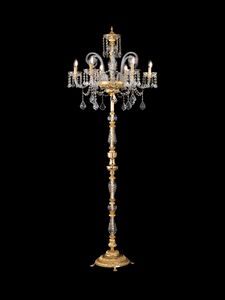 Art. 586/P6, Elegant floor lamp with crystal and gold decorations