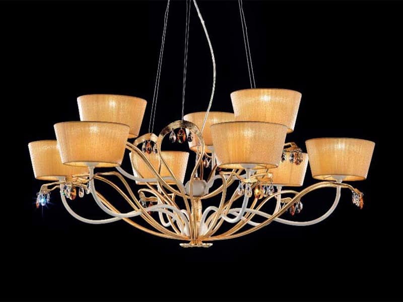 Dolce Vita chandelier, Classic chandelier in painted metal and leaf finish