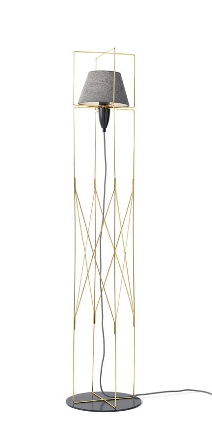 Floor Lamp With Structure In Gold Metal, Are There Floor Lamps Without Cords