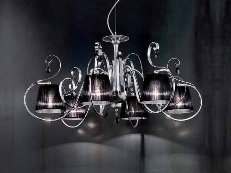 Romantica chandelier, Chandelier with diffusers in organza, classic style