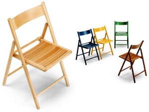 189 EV, Folding chair, in beechwood, suitable for outdoor