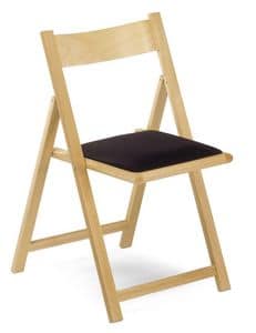 193, Folding chair in beechwood, upholstered seat, for ceremonies