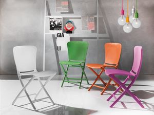 Art. 469 Zak, Folding chair in coloured polypropylene, also for outdoors