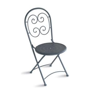 CHF08, Folding chair made of galvanized steel, for outdoors