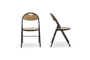 Piega 0550LE, Folding chair made of metal and wood, for conference rooms