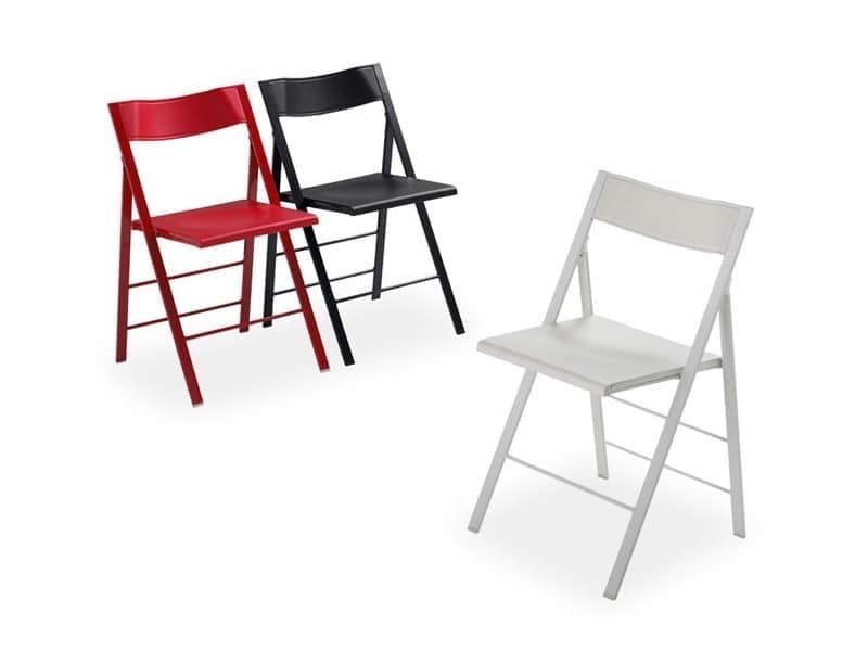Pocket plastic, Versatile folding chair, metal structure, seat and backrest in coloured polypropylene