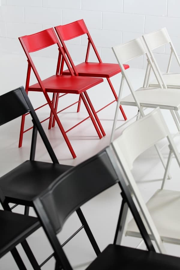 Pocket plastic, Versatile folding chair, metal structure, seat and backrest in coloured polypropylene