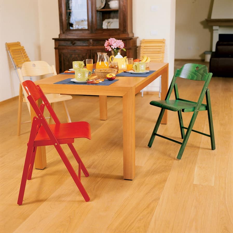 Stoppino, Wooden chairs, folding, for contract use