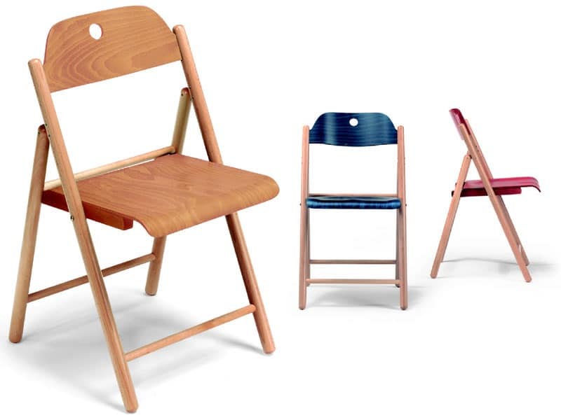 Stoppino, Wooden chairs, folding, for contract use