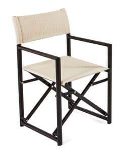 Victor director armchair, Folding chair, with batyline fabric, for outdoors
