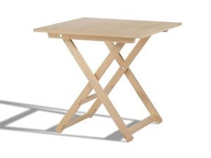 Anni 60, Folding table, in wood, with round top, for outdoor