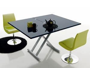 Simple 478, Modern folding table, lacquered wooden top, for bars