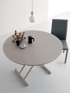 Simple Round 470, Folding table, liftable with pump, lacquered top