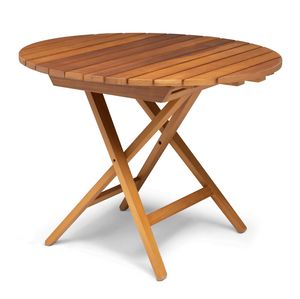 Table IR diam. 100, Round folding table, in wood, for outdoor use