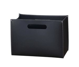 B-01, Magazine rack bag in leather, wooden base with feet