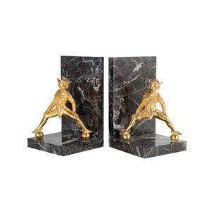 Belle Art. VR_100 - VR_101, Marble bookend with brass jester