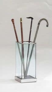 Glass, Umbrella stand made of glass and steel, for home and office