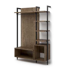 Art. 31038 Upright-frame wardrobe with minibar compartment and luggage rack, Multifunctional furniture for hotel rooms