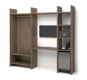 Art. 31064 Parete multifunzionale open, Open multifunctional wall furniture for hotel room