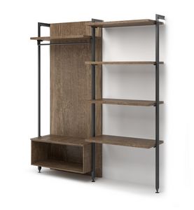 Art. 31401 Upright-frame wardrobe with luggage racks and shelves, Modular wardrobe for hotel room furnishings