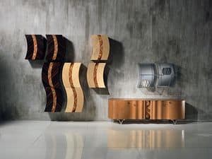 MB35 MB36 Mistral, Modular wall units with decor in wood and metal