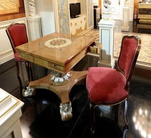 Small Game Table, Game table with inlaid top and carved base