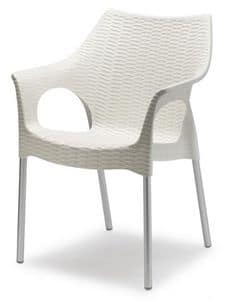 Olimpia, Armchair made of technopolymer and aluminium, stackable