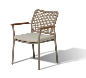 SAHARA PL, Outdoor chair in aluminium, with woven rope backrest