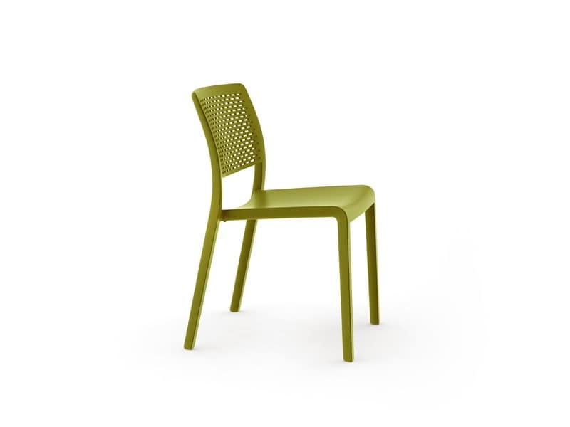 Tara - S, Plastic stackable chair without armrests, for outdoor