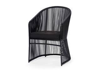 Tibidabo armchair, Chair in synthetic fiber and aluminum, for outdoors