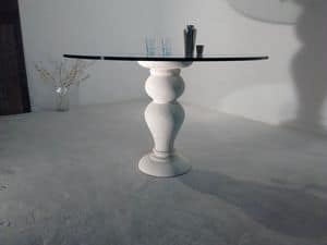 700 table, Dining table, with round glass top, Vicenza stone base