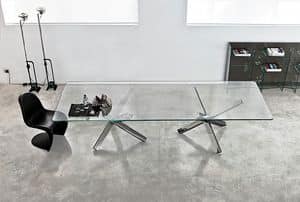 Aikido 2 bases, Table with glass top for living rooms and meeting rooms