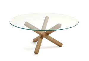 Aikido Round, Round dining table, glass top traparente