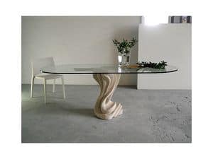 Essenza, Table for home or office, with a stone base